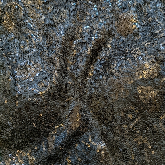 Jodi Kristopher black lace long sleeve sequin crop top size 1 - Picture 7 of 7